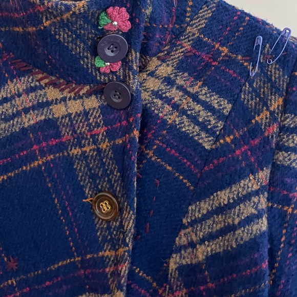 Desigual Embroidered Plaid Wool Coat - Picture 4 of 9